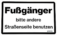 ESDA-Klebeschild - Fußgänger bitte andere Straßenseite benutzen